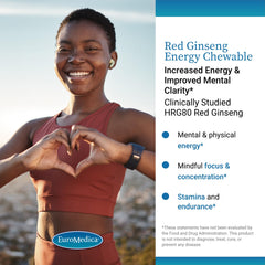 EuroMedica Red Ginseng Energy packaging highlights HRG80 ginseng for daily vitality.