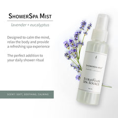European Spa Source Lavender Eucalyptus ShowerMist mist in action during shower.