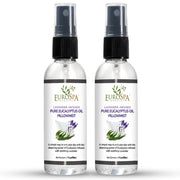EuroSpa Aromatics lavender-eucalyptus pillow mist bottle pour for calming evenings.