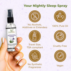 EuroSpa Aromatics lavender-scented bed spray closeup highlighting pure essential oils.