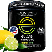 Euvexia euLyte lemon-lime powder tub for zero-sugar hydration