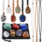 Evatage crystals necklace holders set with natural stones for meditation and decor