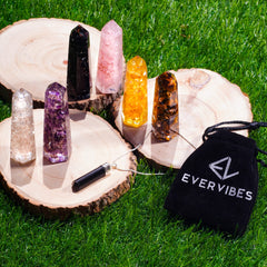 Ever Vibes rose quartz wand encourages compassionate energy and emotional harmony.