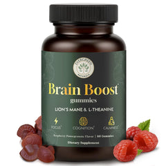Evergreen Naturals Lion’s Mane Gummies bottle front view with vegan cognitive support.