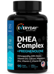 EVERYDAY NUTRITION DHEA micronized bottle shown for potential vitality support.