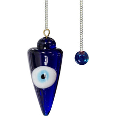 Evil Eye Talisman Pendulum shows blue sphere end for slip-free handling during divination.
