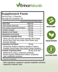 EvinceNaturals probiotic capsules close-up highlighting 5B CFU gut support.