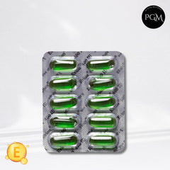 Evion face application scene showing vitamin E serum for glowing skin.