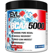 EVL BCAAs Rocket Pop powder tub ready to mix for workout energy support