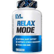 EVL RelaxMode bottle front showing calm sleep support for nightly routine
