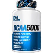 EVLUTION BCAAs 5g capsules close-up showing high-quality recovery support after workouts