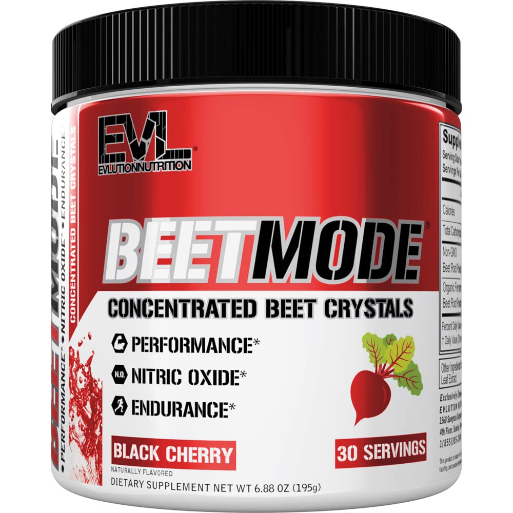 Evlution BeetMode beetroot powder jar for nitric oxide support and vegan nutrition benefits