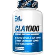 EVLution CLA pills bottle showing non-stimulant fat metabolism support