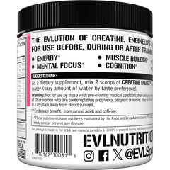 Evlution Creatine Energy pink lemonade color in glass for sustained energy.
