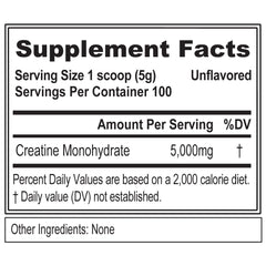 EVL Creatine5000 bottle-back lists ingredients and purity for post-workout resilience