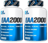 Evlution EAA2000 bottle front, ready for pre- or post-workout fueling.