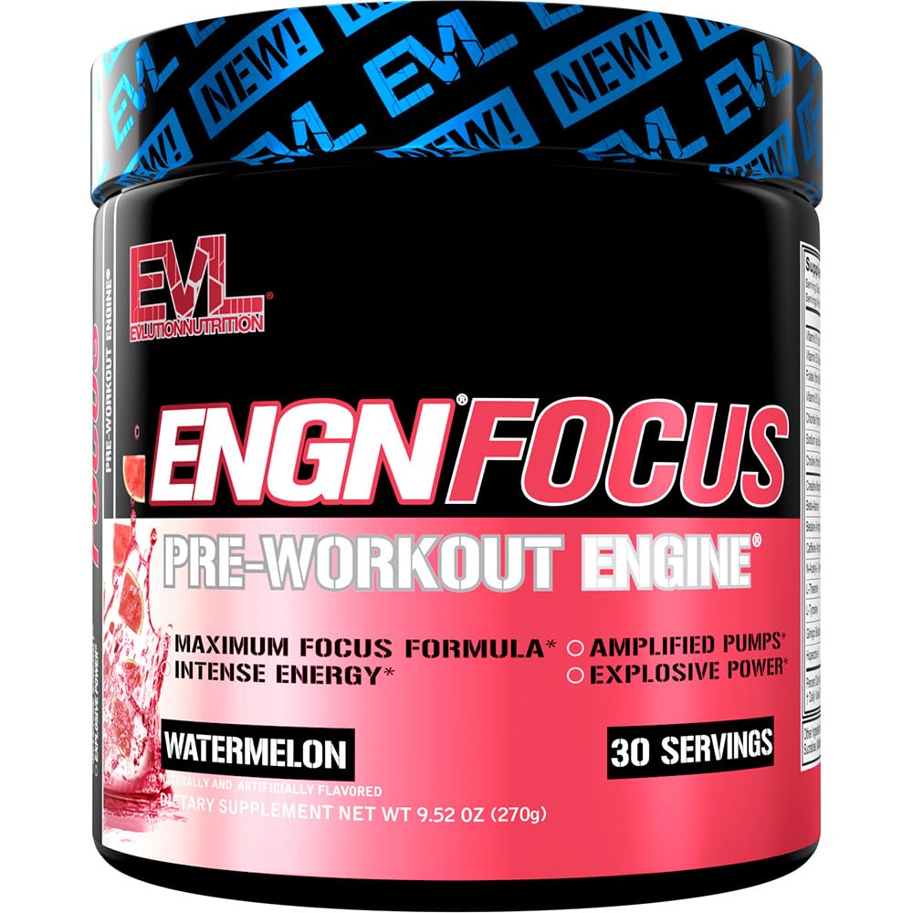 EVLUTION ENGN Focus watermelon powder ready for a focused, energized workout