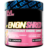 EVL ENGN Shred pink lemonade tub promotes sustained energy for workouts.