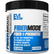 Polvo sin sabor de Evlution FiberMode en envase, ideal para mezclar en bebidas.