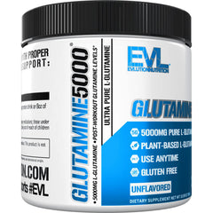 EVLution L-Glutamine label shows 5 g serving size.