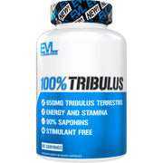 EVLution Tribulus bottle showcasing 90% saponins for natural energy