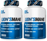 Evlution Lion's Mane capsules bottle supports focus and mental clarity.
