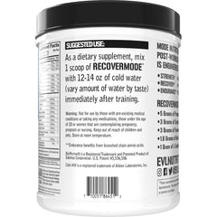 Evlution Recover Mode gluten-free seal highlights clean ingredients.