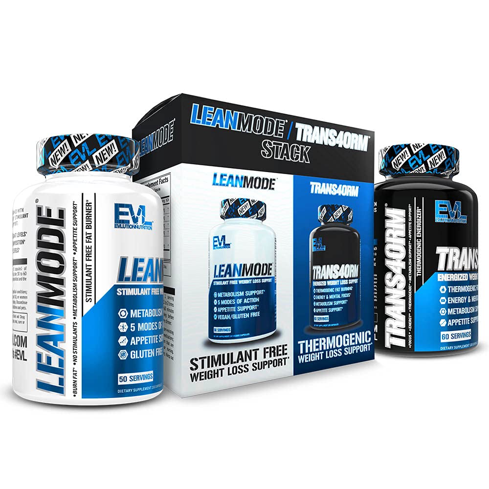 EVL Trans4orm bottle front view showing thermogenic support for active goals.