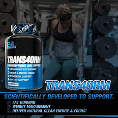 Evlution Trans4orm ingredients list shows green tea and caffeine for energy.