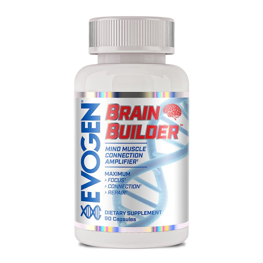 Evogen Brain Builder bottle-front signals focused workout support