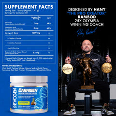 Evogen Carnigen scoop in water shows easy, stimulant-free fat metabolism support.
