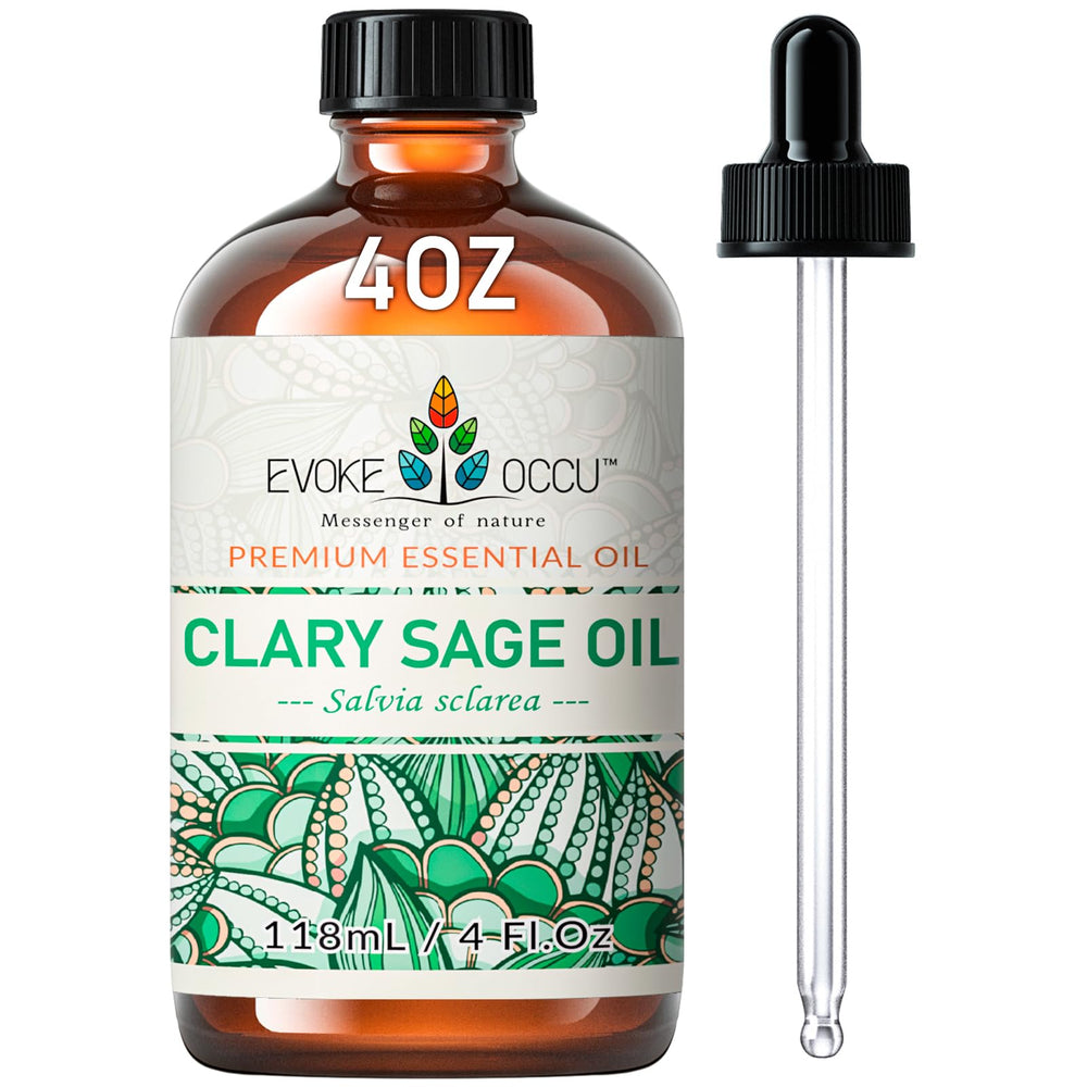 EVOKE OCCU Clary Sage Oil in amber bottle for premium storage and calming ambiance.