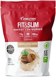 Evolution Advance Fit Slim blend bottle pour showing an easy, low-carb protein option
