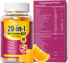 EYHBQIA fiber supplement bottle – 60 gummies – supports daily gut health