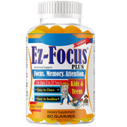 Ez-Focus Plus fruity bottle shows a tasty non-stimulant option for kids' focus