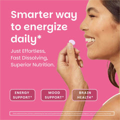 EZ Melts B12 tablet dissolving on tongue for fast absorption.