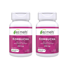 EZ Melts dissolvable kombucha tablet melting with Apple Berry flavor for on-the-go enjoyment