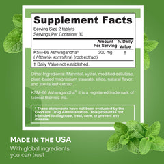 EZ Melts Ashwagandha tablet dissolves quickly with peppermint chill taste