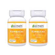 EZ Melts front packaging showing kombucha tablets and ginger lemonade benefit