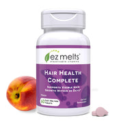 EZ Melts Hair Health Complete bottle on a clean surface for easy daily use.