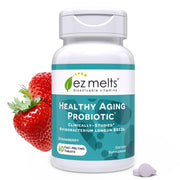 EZ Melts Healthy Aging Probiotic bottle showing BB536 for daily balance.