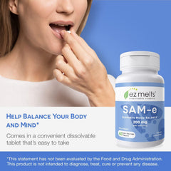 Sugar-free packaging for vegan SAM-e supplement by EZ Melts