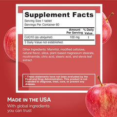 EZ Melts Ubiquinol dissolving tablet shown in mouth for water-free consumption.
