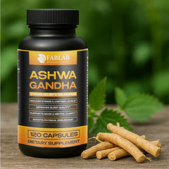 FabLab Ashwagandha GABA Magnesium capsules highlight vegan, non-GMO formulation