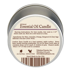 Fabulous Frannie candle with cotton wick close-up, showcasing pure essential oils for calm moments.