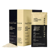 Factor Form Whey Isolate Vanilla powder for a smooth post-workout shake