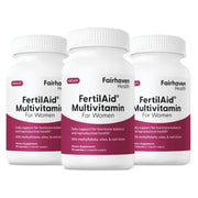 Fairhaven Health FertilAid for Women bottle front, potential support for cycle regularity.