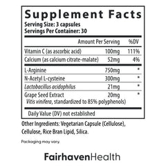 Fairhaven Health FertileCM ingredients panel listing key nutrients for daily balance