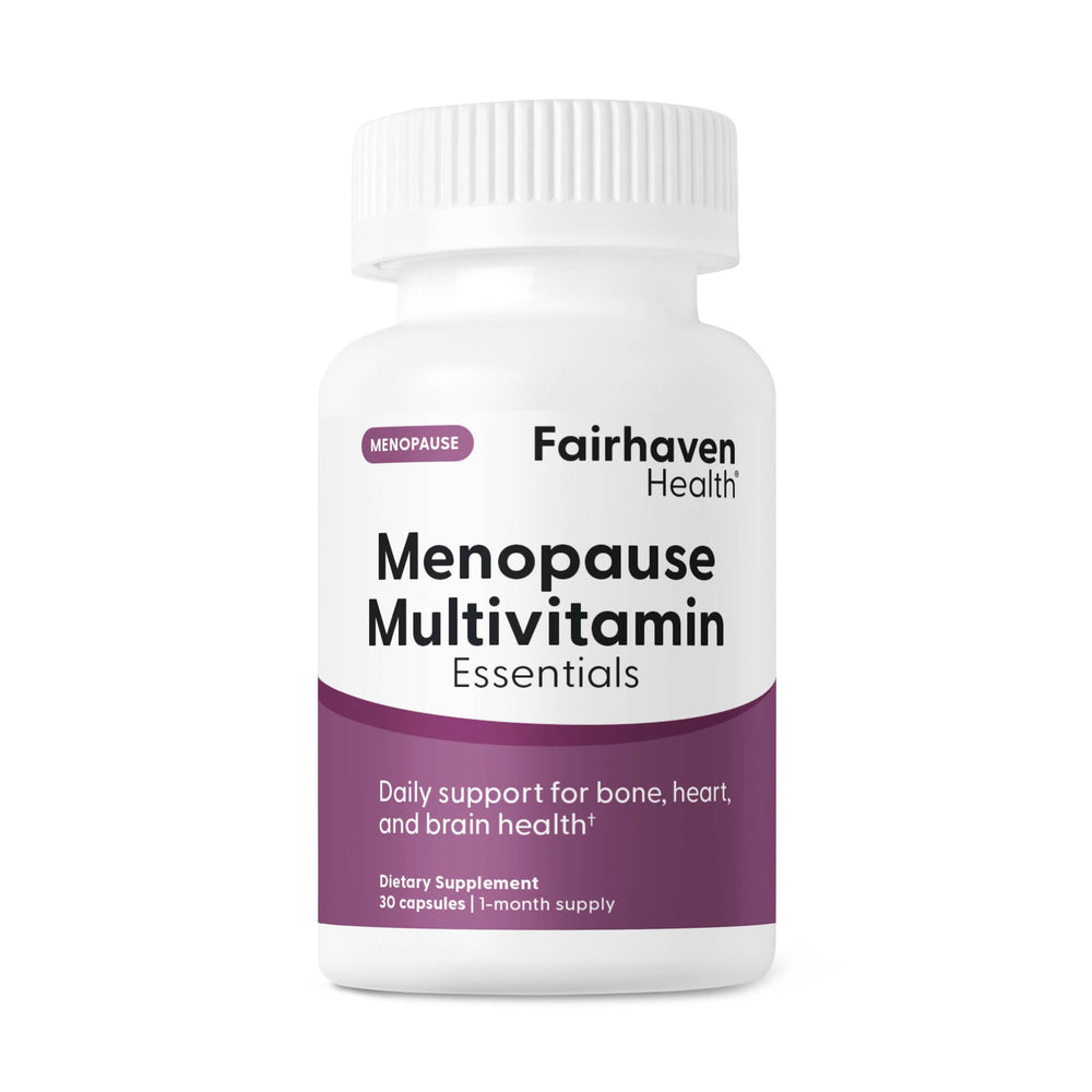 Fairhaven Health Menopause Multivitamin Essentials bottle front view for daily nutrient support.