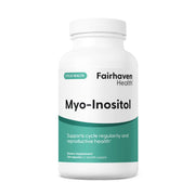 Fairhaven Health Myo-Inositol bottle with capsules for daily wellness support.